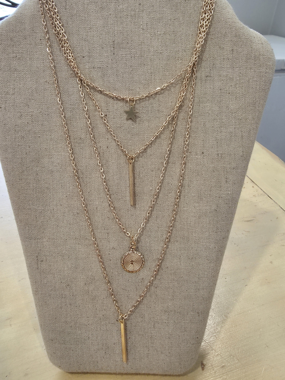 ✨️Layered Gold Pendant Necklace Celestial Delicate Style
